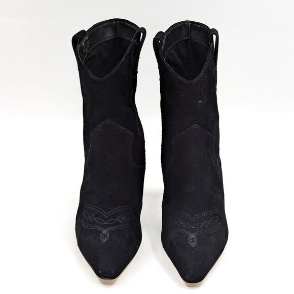 Sam Edelman Women Moe Western Cowboy Black Suede Boots size 8 - Picture 2 of 12